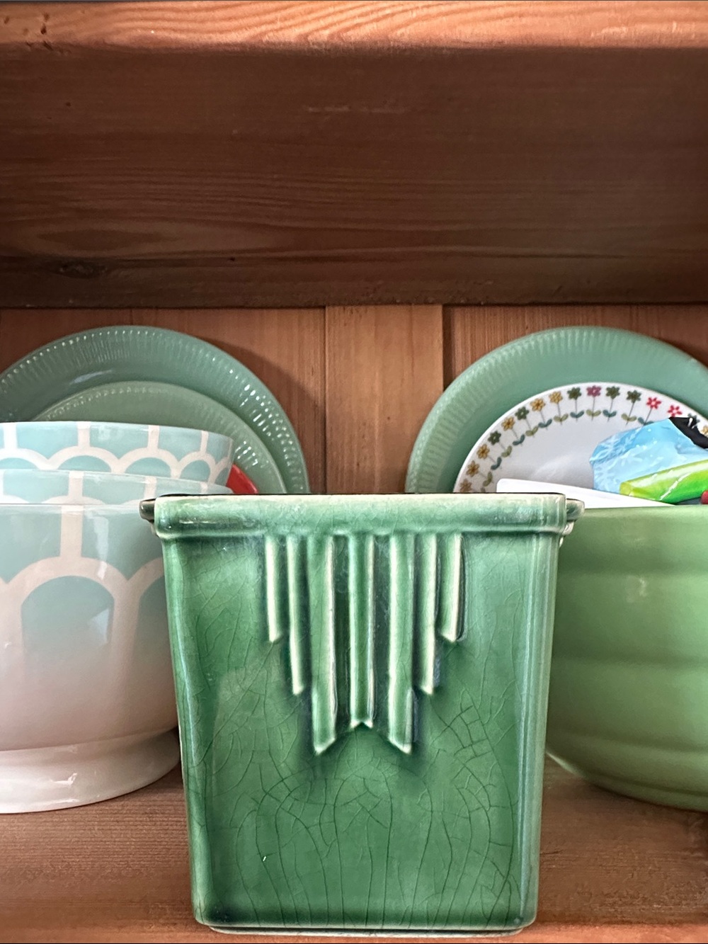 Green Ceramic Decorative Planter - Green